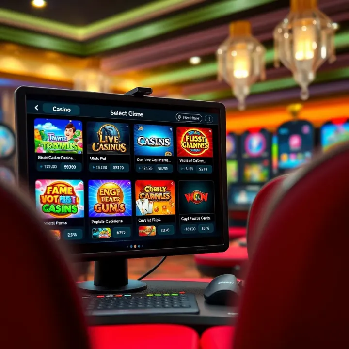 Digital interface displaying a variety of casino games and secure payment options