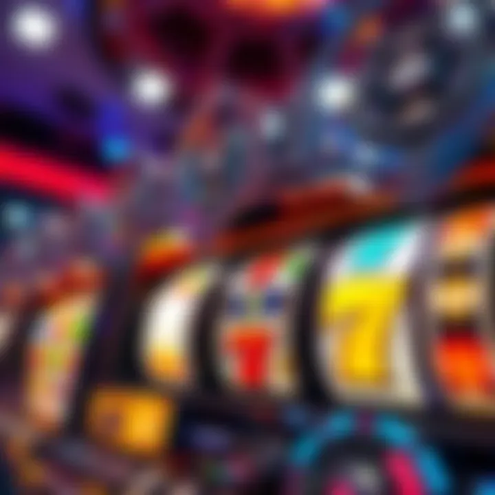 Understanding Slot Machine Reels and Symbols Illustration of slot machine reels displaying various symbols under bright lights