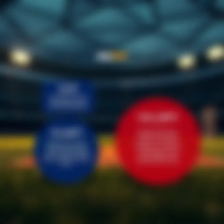 Illustration of a cricket pitch with key factors influencing betting decisions highlighted