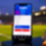 Smartphone showing SkyBet app registration form with fields for user details
