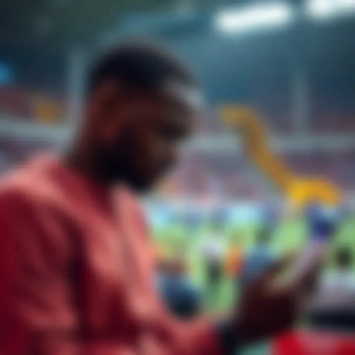 Nigerian sports bettor reviewing match statistics and betting options on digital device