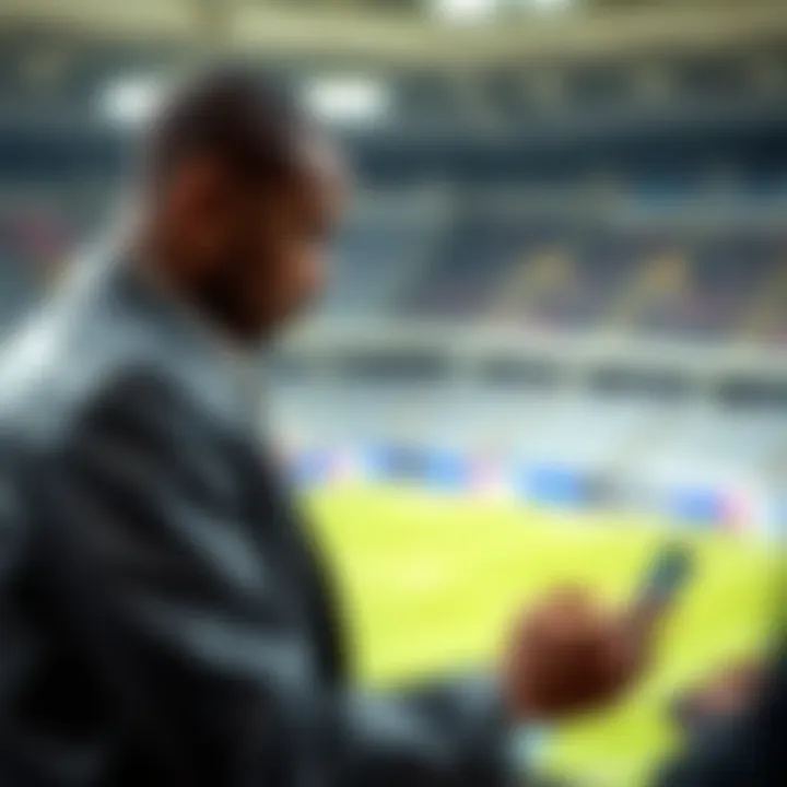 Nigerian Bettor Engaging with SkyBet Bundesliga Platform Nigerian bettor using a smartphone to place a SkyBet Bundesliga bet
