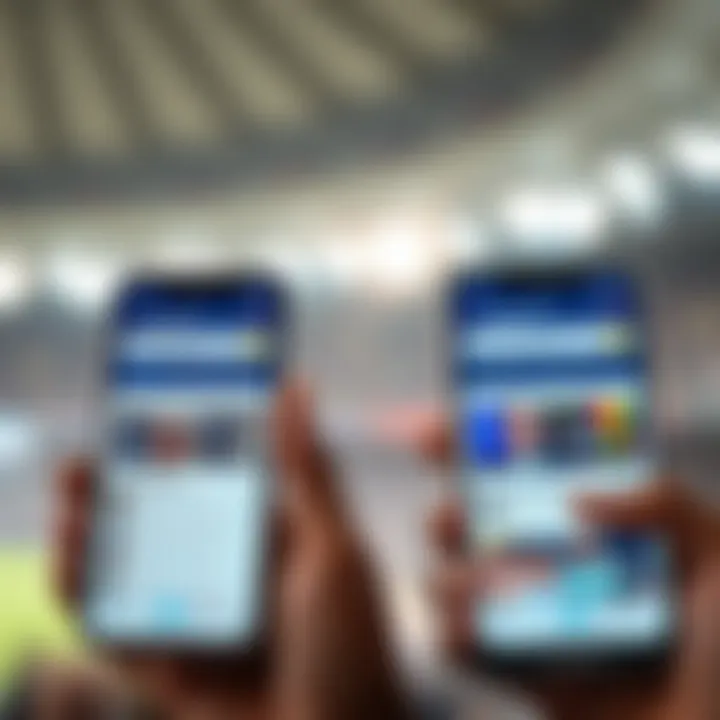 Comparison of features between SkyBet old mobile app and newer versions displayed on mobile devices