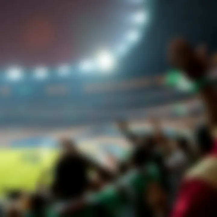 SkyBet and the Electric Atmosphere of World Cup Football in Nigeria A vibrant football stadium filled with enthusiastic fans celebrating a World Cup match