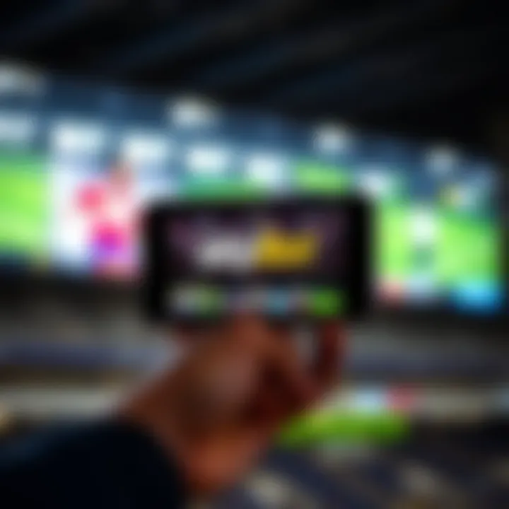 Transition to New SkyBet Mobile Platform Versions Illustration of mobile device displaying modern SkyBet platform during transition phase