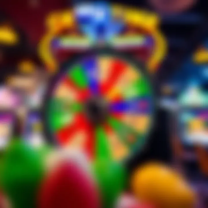 Dynamic Crazy Time Game Wheel in Action Colorful Crazy Time game wheel spinning with multiple prize segments displayed