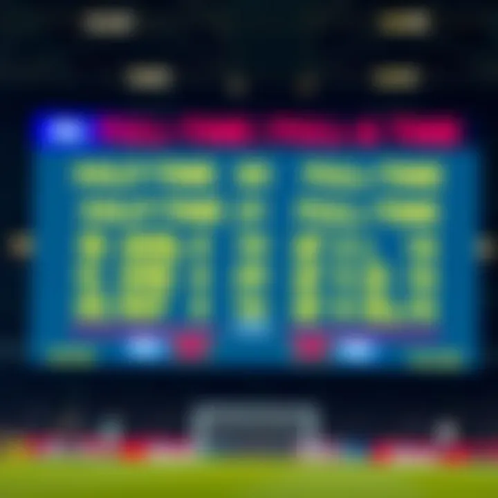 Illustration showing a football match scoreboard highlighting half-time and full-time results to explain betting options