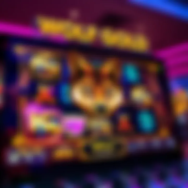 Wolf Gold Slot Game Visual Display Wolf Gold slot game interface showcasing vibrant symbols and reels on a casino screen