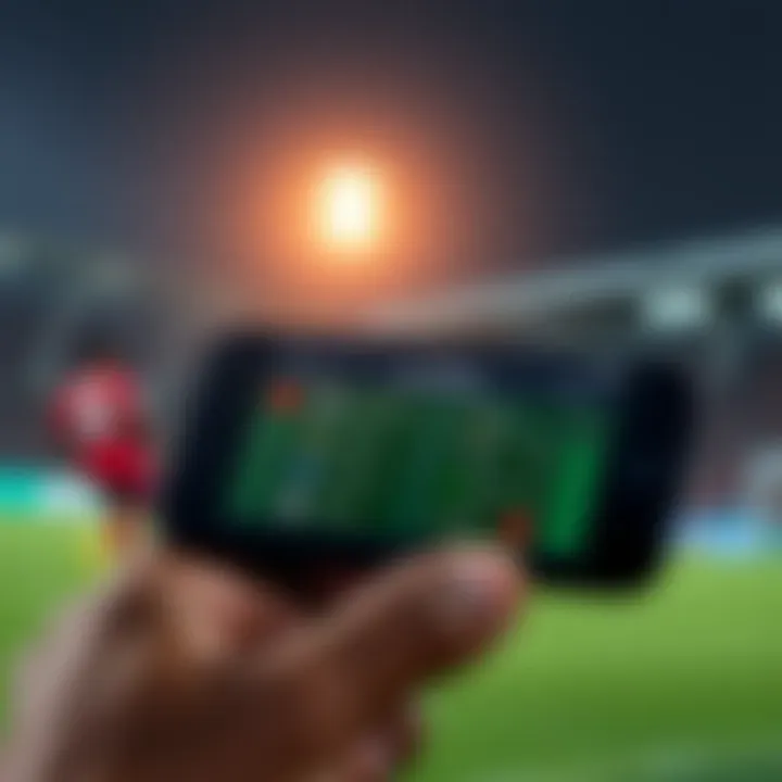 Real-Time Football Match Updates on Livescore Mobile Mobile phone displaying live football scores and match statistics