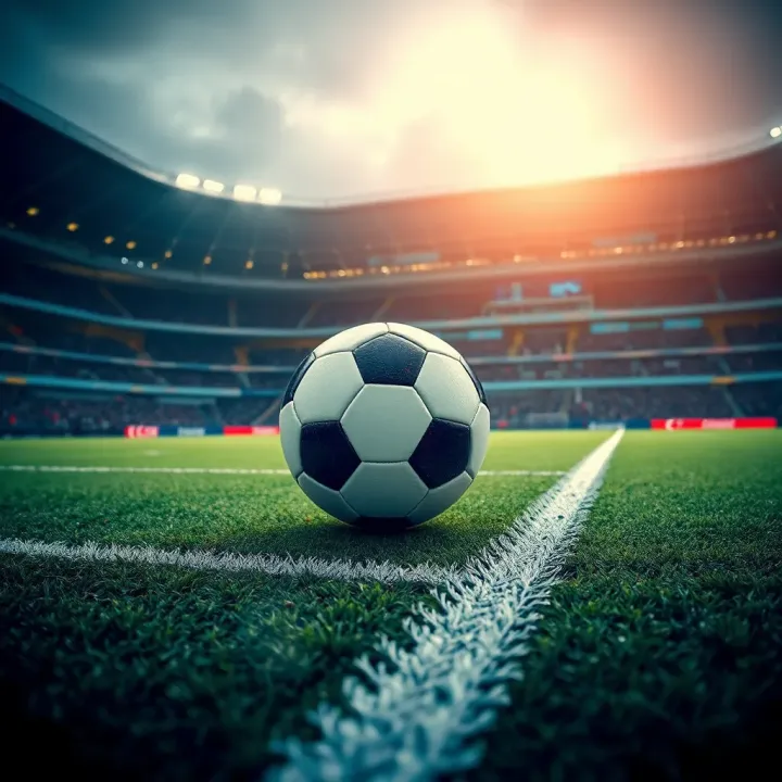 Football pitch with highlighted score prediction statistics and data charts