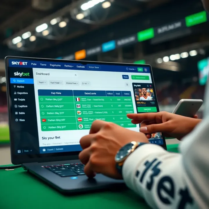 Depositing Funds and Placing Bets on SkyBet Dashboard showing deposit options and betting choices on SkyBet website