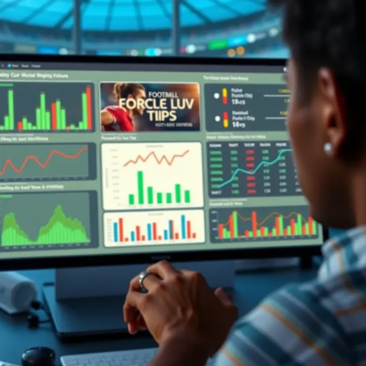 Visual representation of football betting strategies with charts and statistics