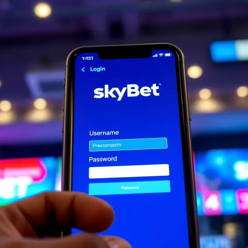 Mobile screen displaying old SkyBet login interface with username and password fields