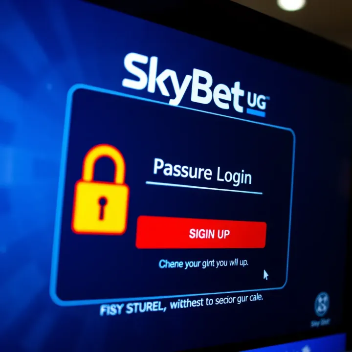 Secure login screen of SkyBet UG showing password entry and security lock symbol