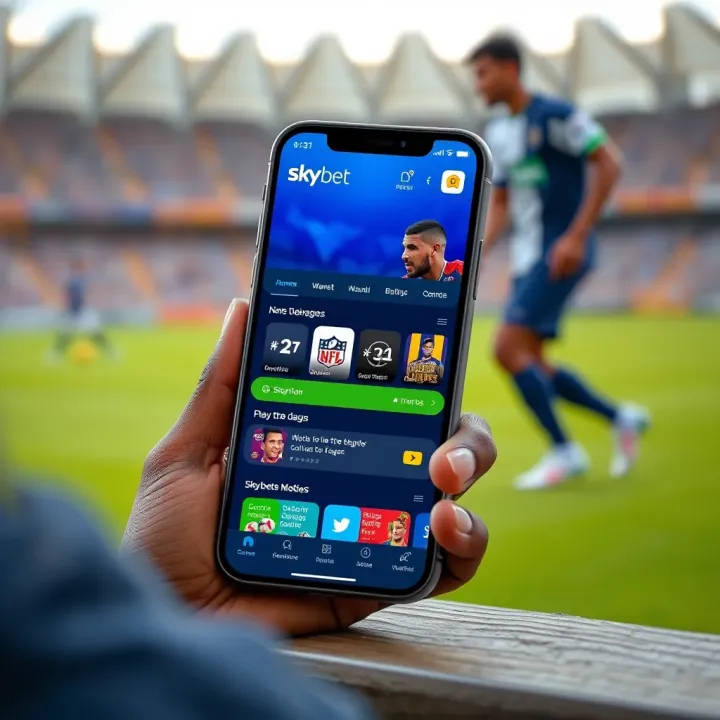 Smartphone displaying the SkyBet app home screen with betting options