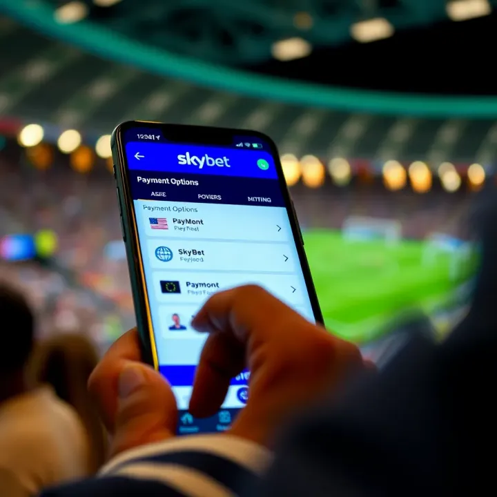 SkyBet App Payment Options Navigation User navigating payment options within the SkyBet app interface
