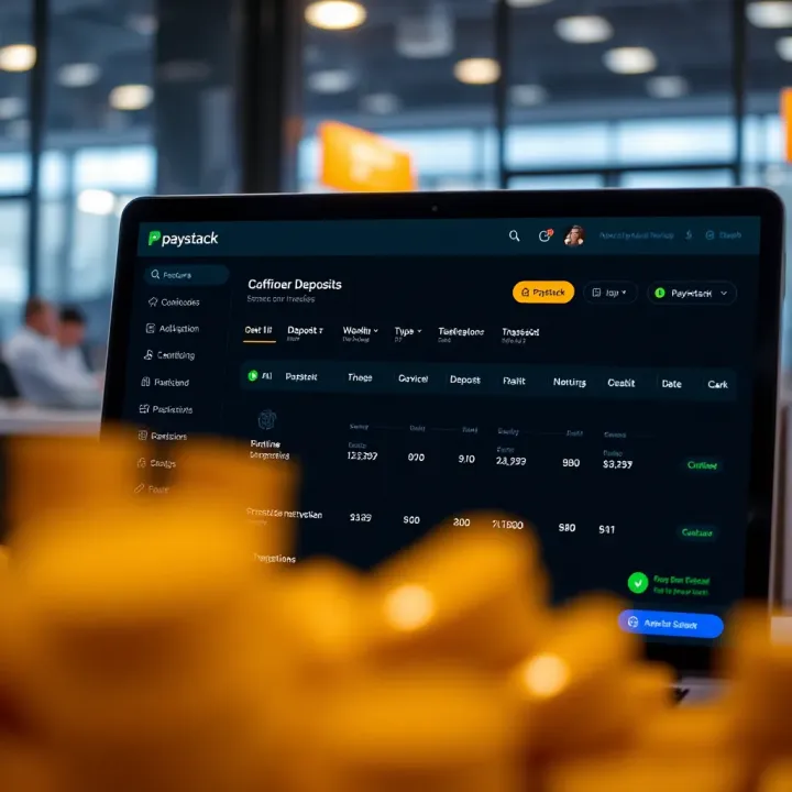 Dashboard displaying successful deposit notification and transaction tracking features on Paystack platform