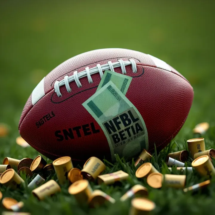 NFL Betting and Sports Betting Growth in Nigeria Illustration of NFL football with Nigerian naira symbols representing betting and earnings