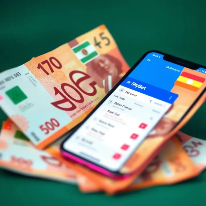 Close-up of Nigerian currency notes with a mobile device showing a bank app interface