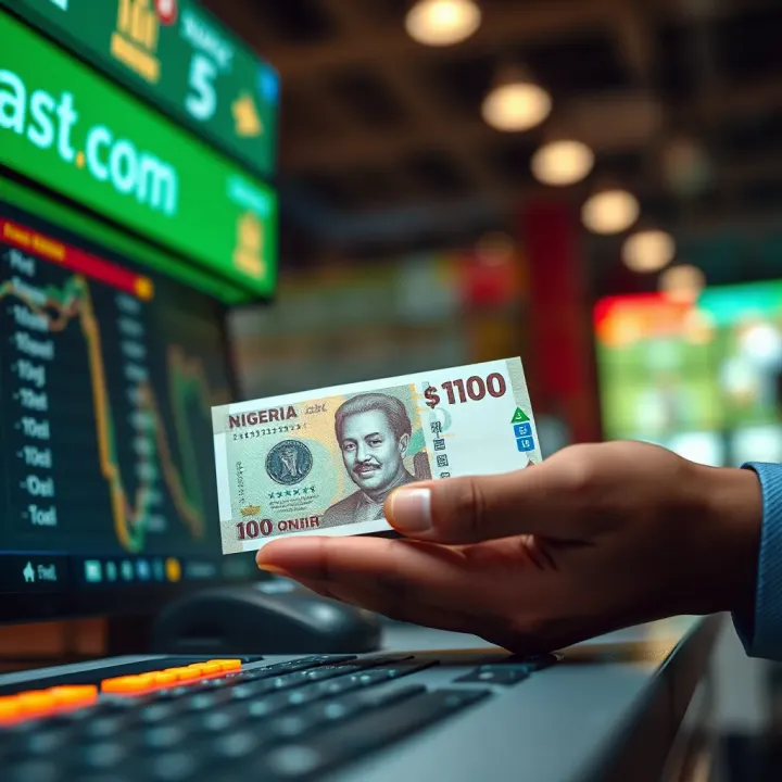 Secure payment transaction with Nigerian naira currency symbol and online betting icons