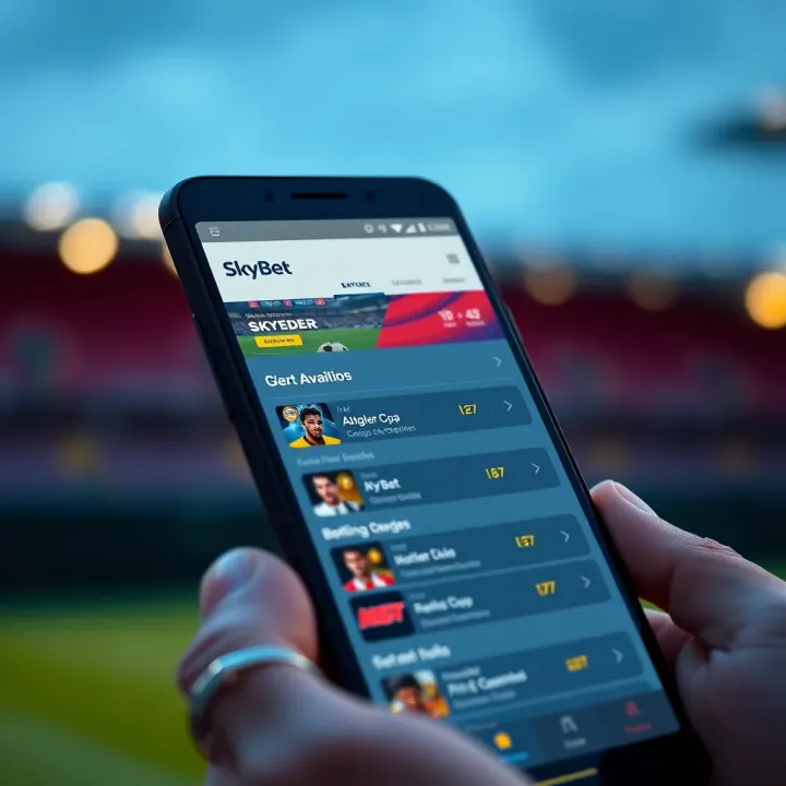 Android smartphone displaying the SkyBet app interface with betting options