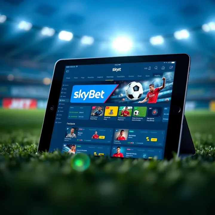 iPad showing the SkyBet app dashboard with various sports betting options