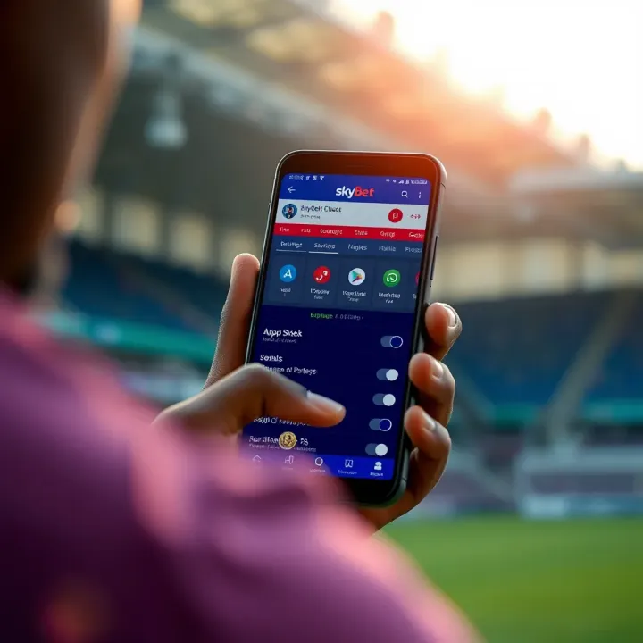 User interacting with SkyBet app update settings on smartphone