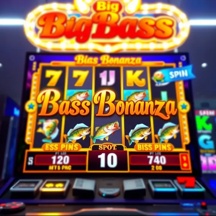 Colorful Big Bass Bonanza slot game screen showing fishing-themed symbols and payout options