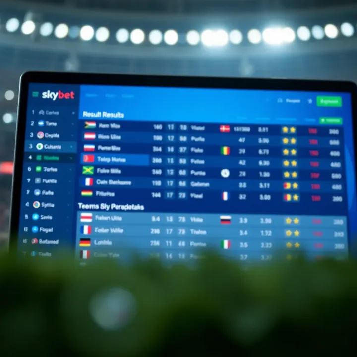 SkyBet Football Results Interface Screenshot of SkyBet platform displaying recent football match results with team names and scores