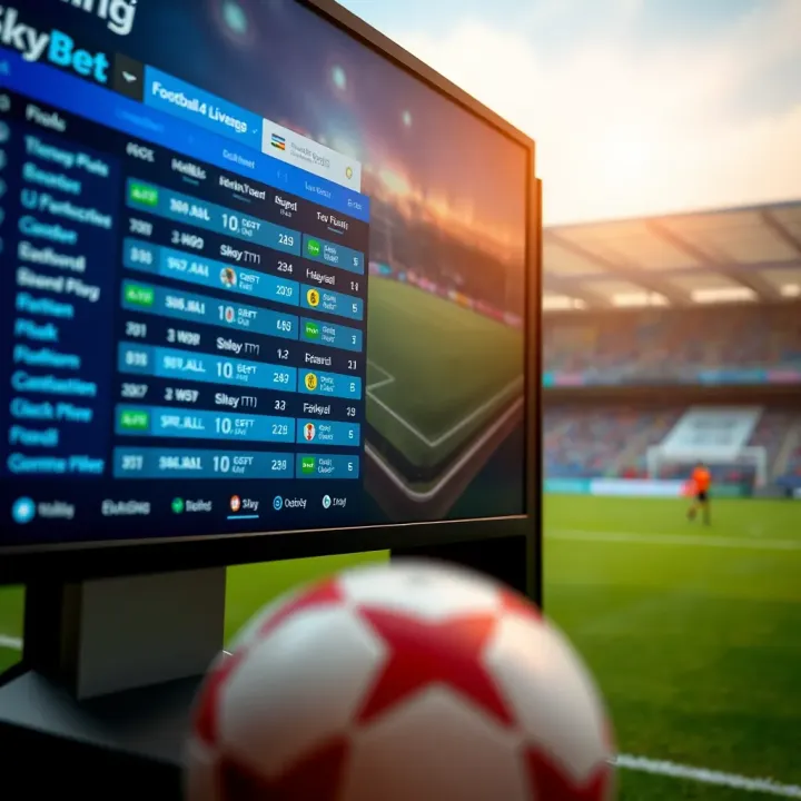 Football betting interface showing odds and live scores on digital screen
