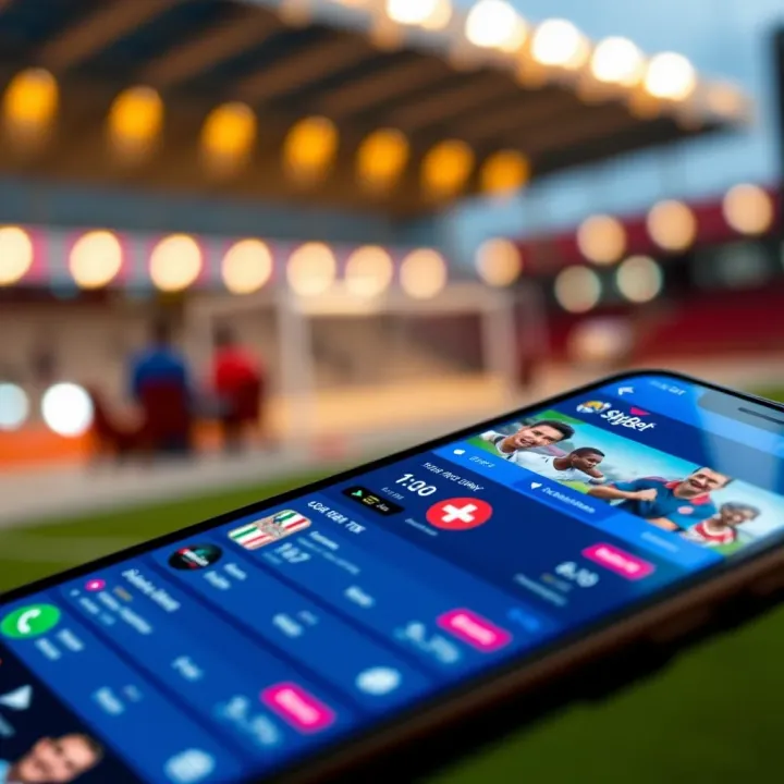 SkyBet iOS app interface showcasing sports betting options on a smartphone