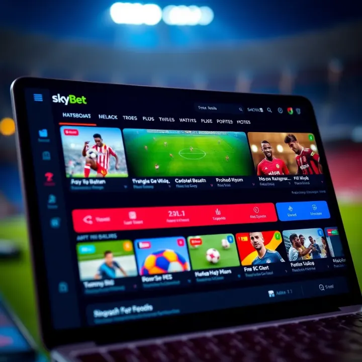 User interface displaying the SkyBet Kenya app dashboard with various sports betting options