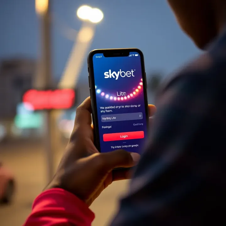 Secure Access to SkyBet Lite in Nigeria User securely logging into SkyBet Lite platform on mobile device in Nigeria