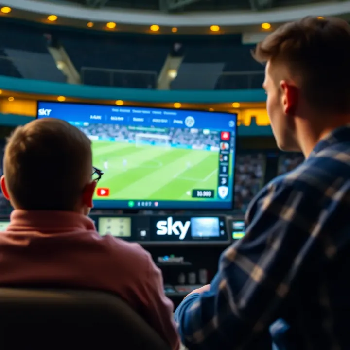 User watching live football match on SkyBet platform with betting options visible