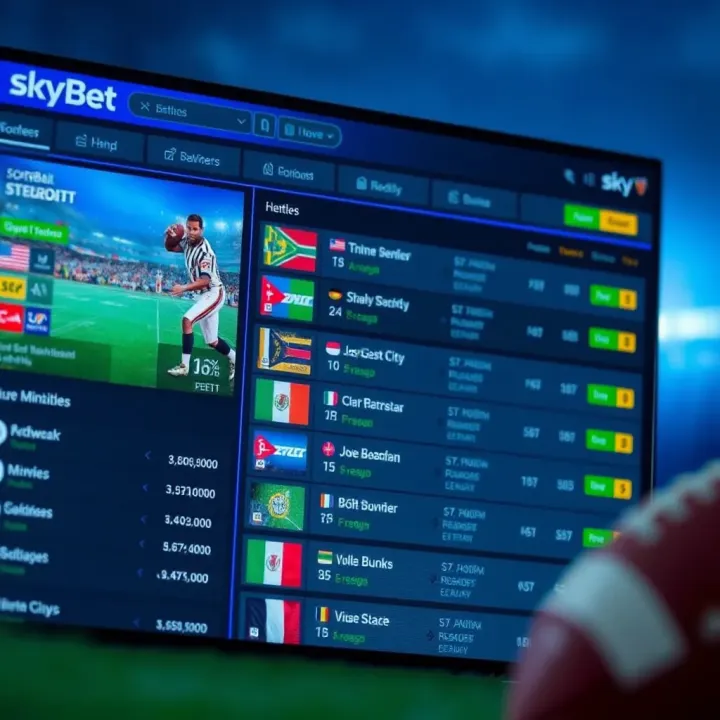 SkyBet NFL Betting Options for Nigerian Enthusiasts SkyBet NFL betting interface showing various betting options and odds