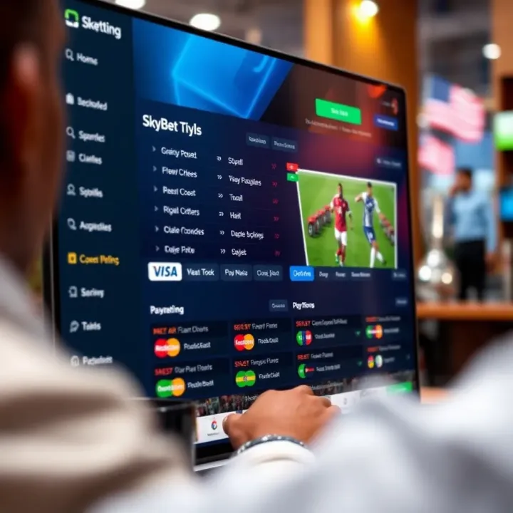 Dashboard of SkyBet NG showcasing betting options and payment methods