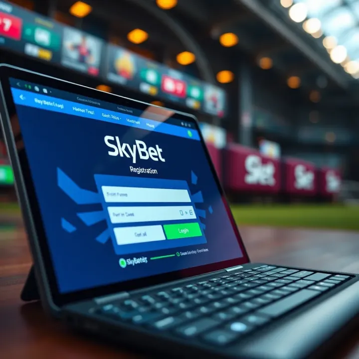 User interface displaying SkyBet NG registration form on a digital device