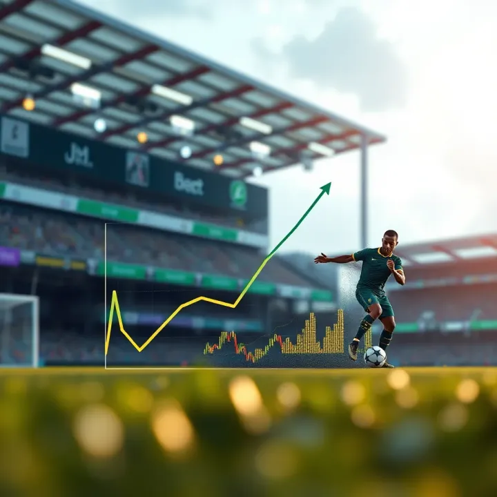 Illustration of a growing market graph with sports elements representing expansion and innovation