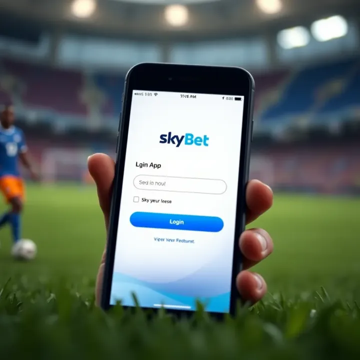 Mobile phone displaying the SkyBet Nigeria app login screen with secure access features