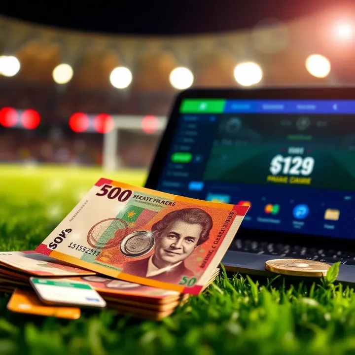 Graphic depicting secure online betting with Nigerian currency and digital payment icons