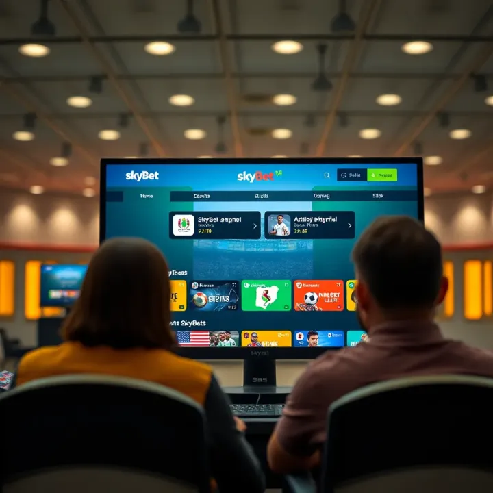 SkyBet platform interface showcasing sports betting options with Nigerian flag colors