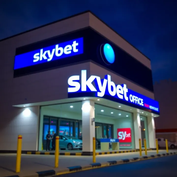 Modern office building housing the Skybet Port Harcourt branch with clear signage