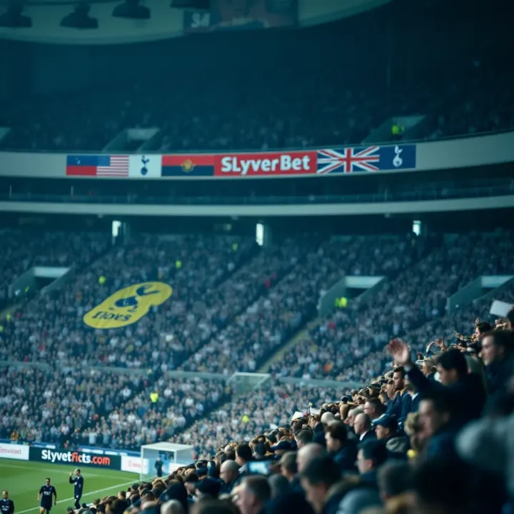 Tottenham Hotspur Stadium with Enthusiastic Fans Tottenham Hotspur football stadium filled with fans during a match