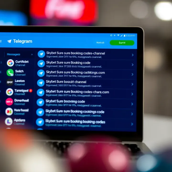 Telegram Channels Featuring Skybet Sure Booking Codes Telegram interface showing a list of Skybet sure booking code channels and messages