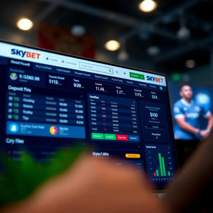 Skybet dashboard displaying deposit account details on screen