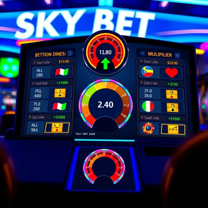 SkyBet JetX game interface showing dynamic betting options and multiplier meter