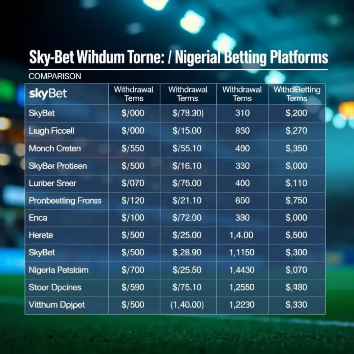 Comparison chart illustrating withdrawal terms of SkyBet and other Nigerian betting platforms