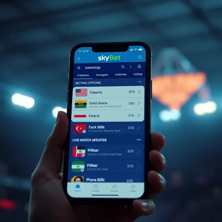 SkyBet Mobile Old User Interface with Betting Options User interface of SkyBet Mobile Old displaying betting options and live match updates