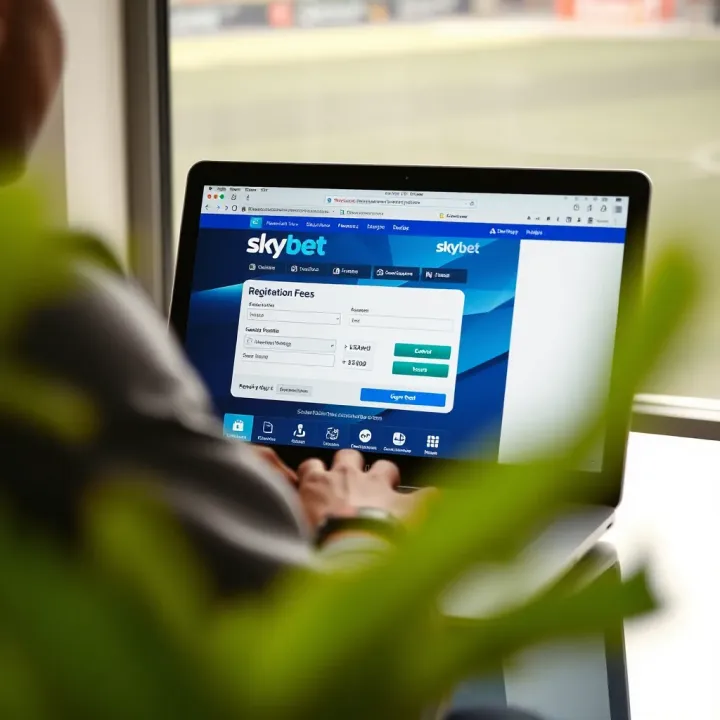 Navigating SkyBet Registration in Nigeria User navigating the SkyBet platform on a laptop showing registration page for Nigerian bettors
