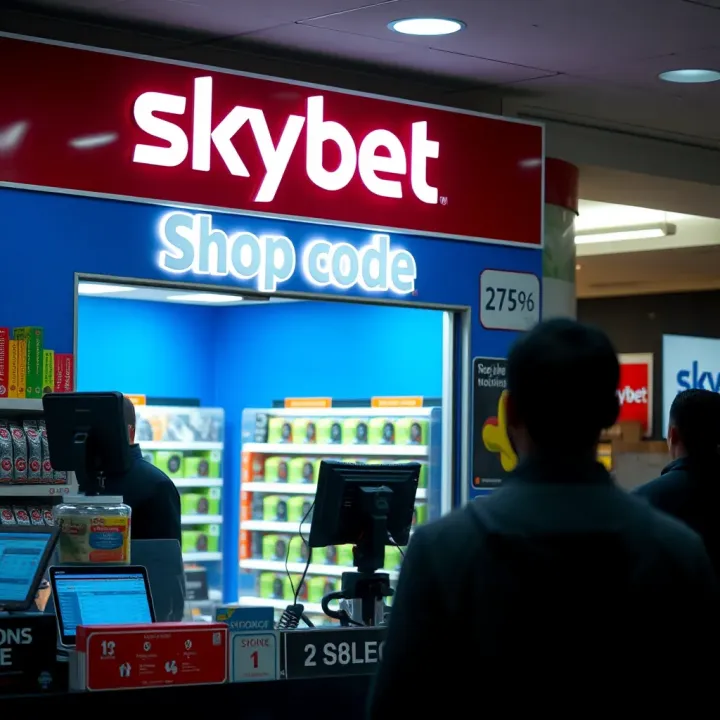 Skybet retail shop with visible shop code at the counter in Nigeria